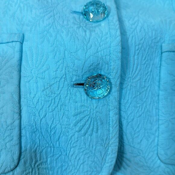 Tesori NWT Nordstrom Three Button Turquoise Blue Jewel Blazer Women Size Medium - Picture 3 of 9